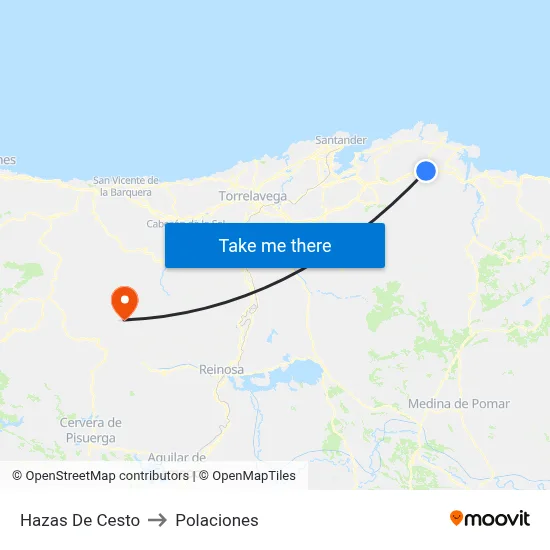 Hazas De Cesto to Polaciones map