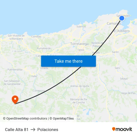 Calle Alta 81 to Polaciones map