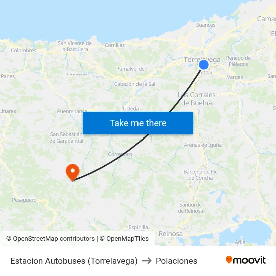 Estacion Autobuses (Torrelavega) to Polaciones map