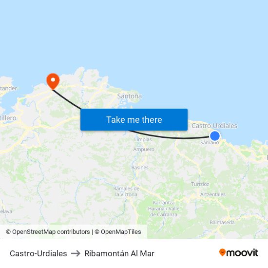Castro-Urdiales to Ribamontán Al Mar map
