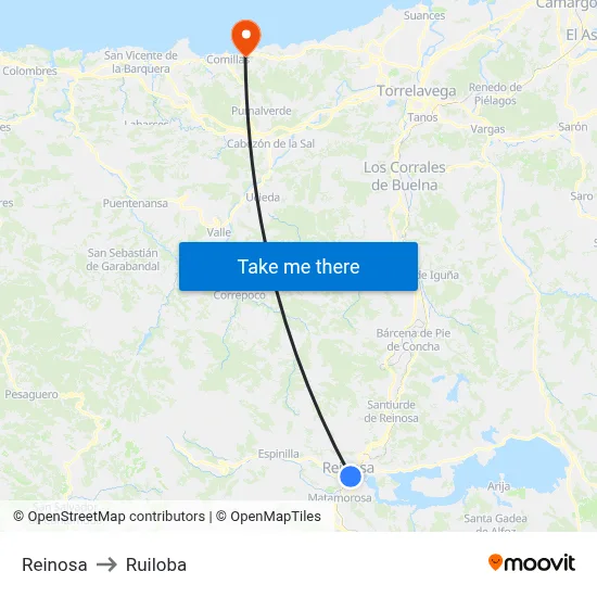 Reinosa to Ruiloba map