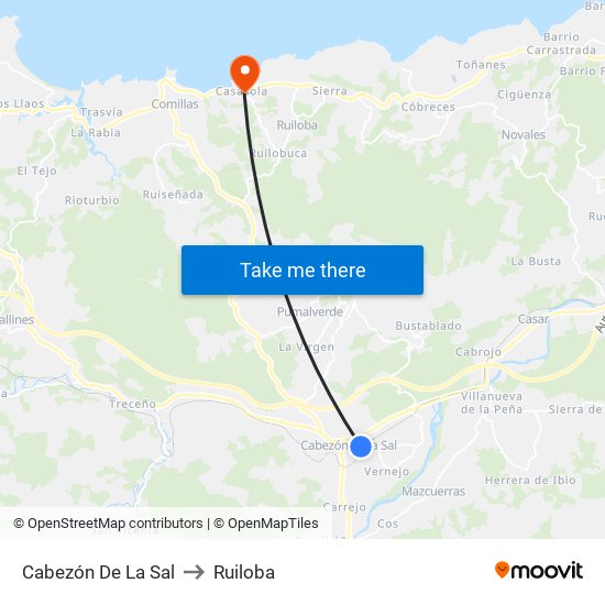 Cabezón De La Sal to Ruiloba map