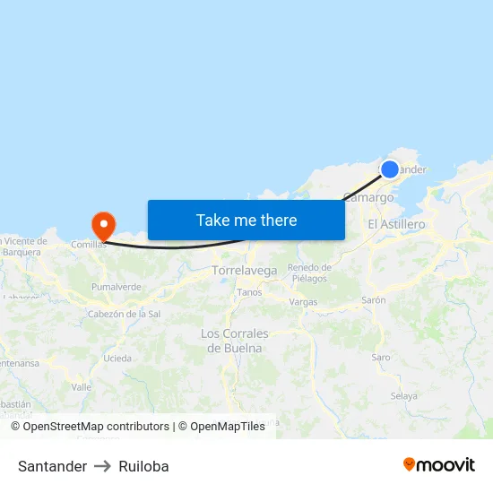Santander to Ruiloba map