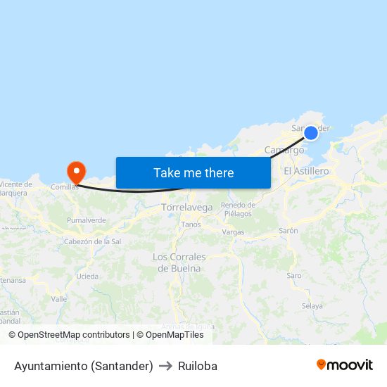 Ayuntamiento (Santander) to Ruiloba map