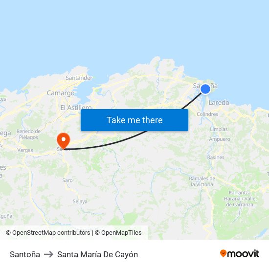 Santoña to Santa María De Cayón map