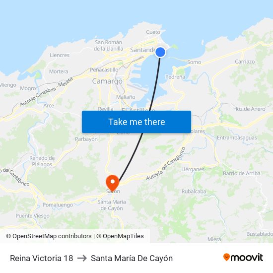 Reina Victoria 18 to Santa María De Cayón map