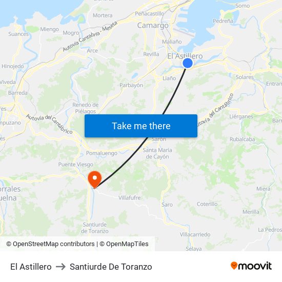 El Astillero to Santiurde De Toranzo map