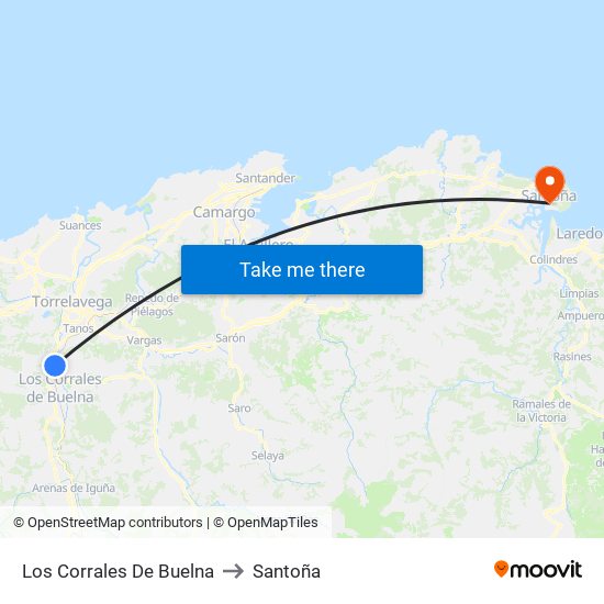 Los Corrales De Buelna to Santoña map
