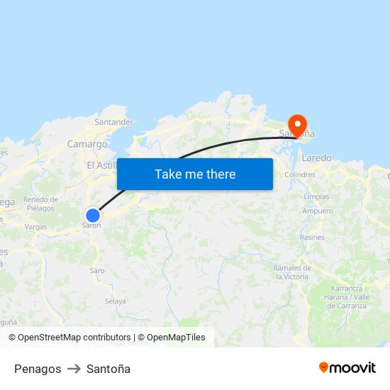 Penagos to Santoña map