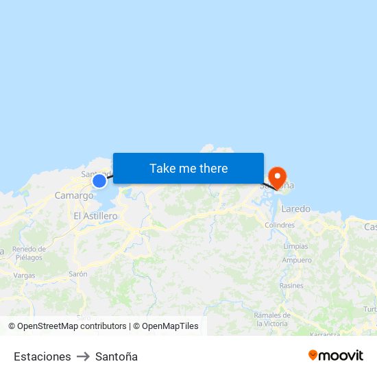 Estaciones to Santoña map