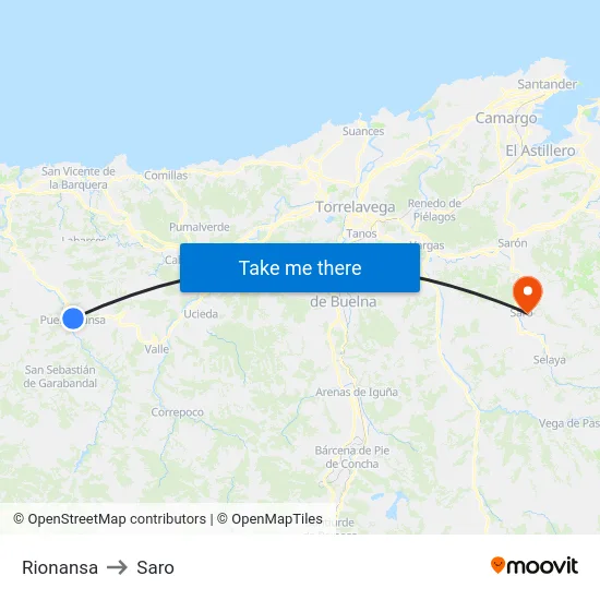 Rionansa to Saro map