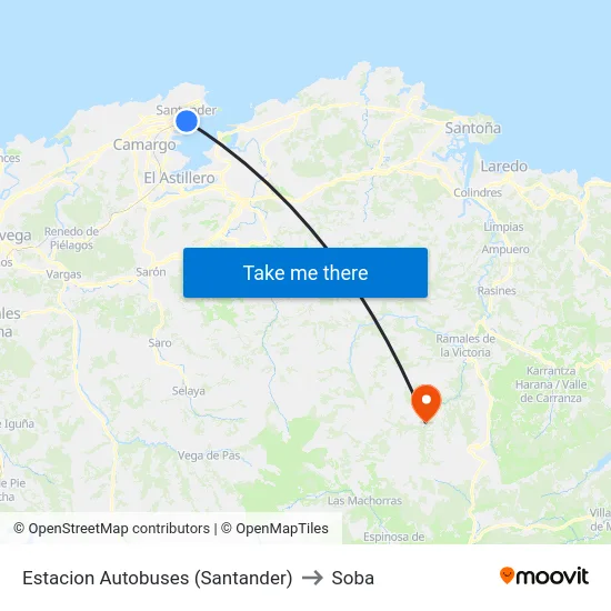 Estacion Autobuses (Santander) to Soba map