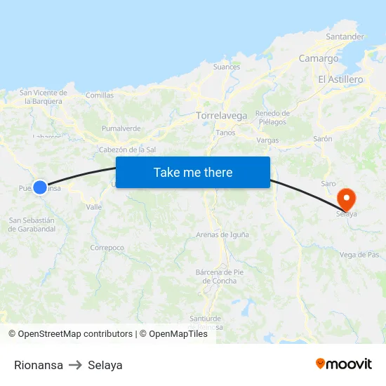 Rionansa to Selaya map