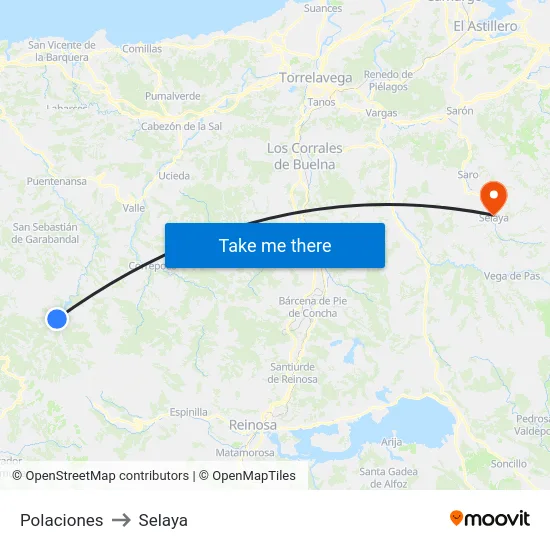 Polaciones to Selaya map