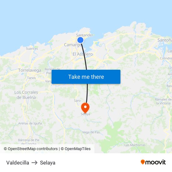 Valdecilla to Selaya map