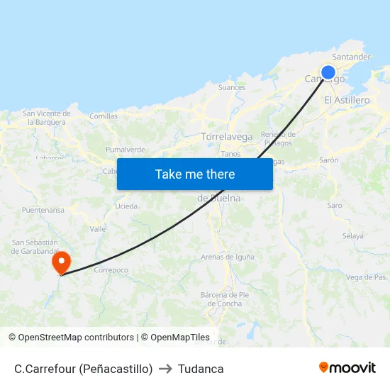C.Carrefour (Peñacastillo) to Tudanca map