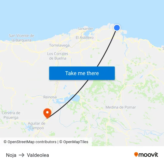 Noja to Valdeolea map