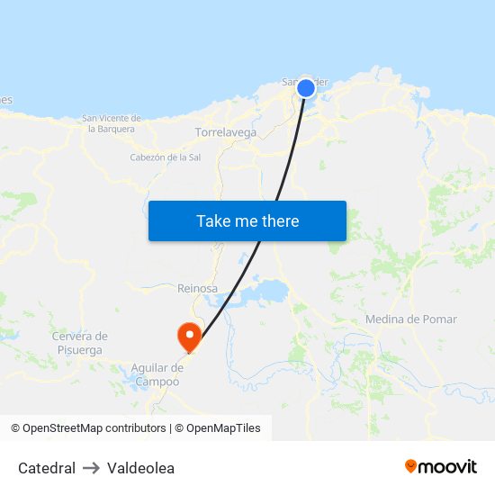 Catedral to Valdeolea map