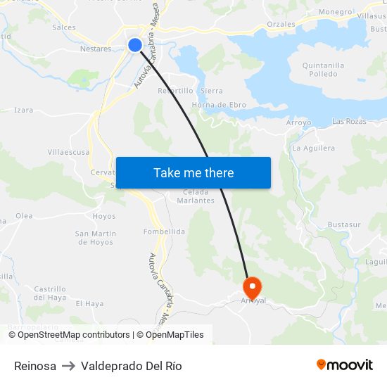 Reinosa to Valdeprado Del Río map