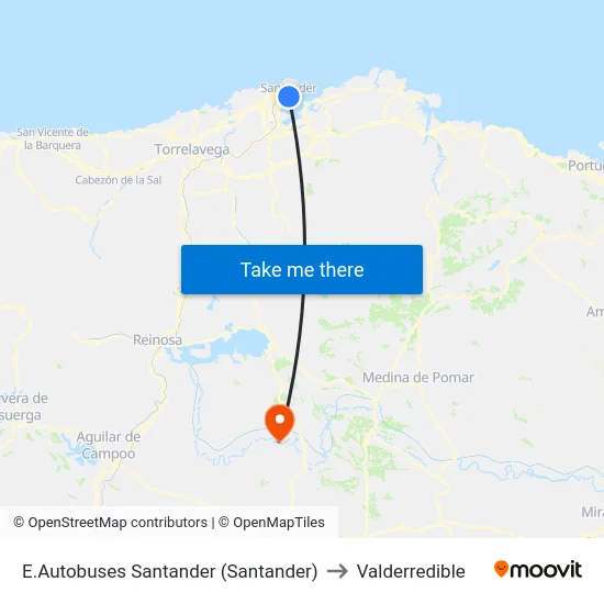 E.Autobuses Santander (Santander) to Valderredible map
