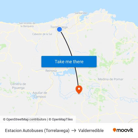 Estacion Autobuses (Torrelavega) to Valderredible map
