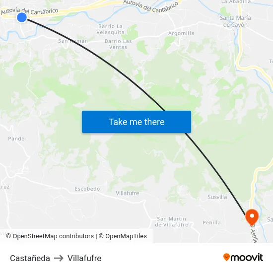 Castañeda to Villafufre map