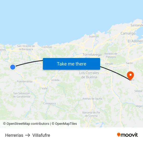 Herrerías to Villafufre map