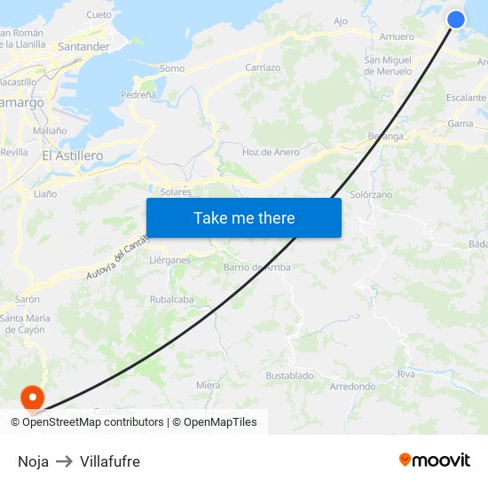 Noja to Villafufre map