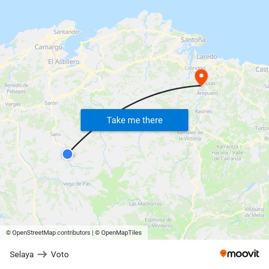 Selaya to Voto map