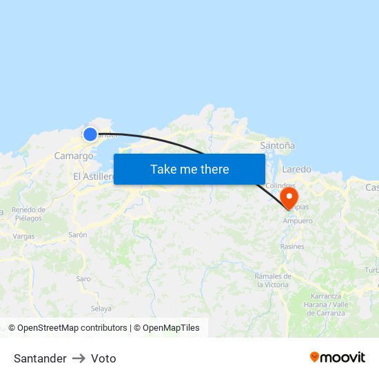 Santander to Voto map