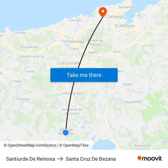Santiurde De Reinosa to Santa Cruz De Bezana map
