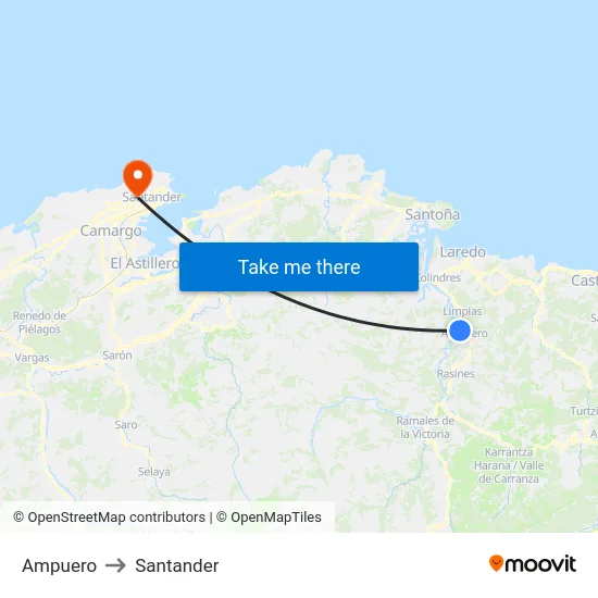 Ampuero to Santander map