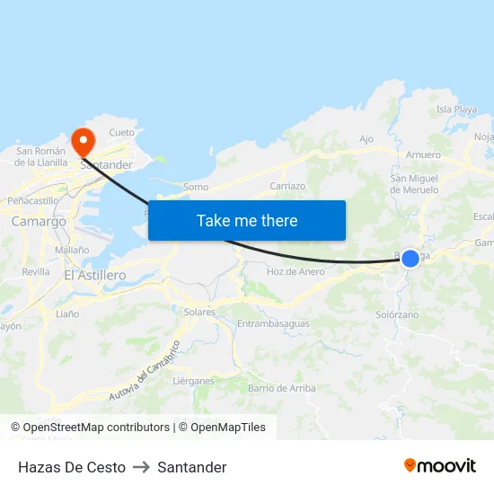 Hazas De Cesto to Santander map