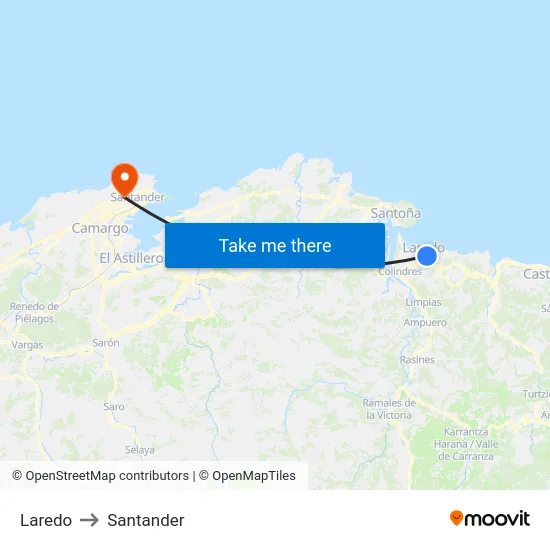 Laredo to Santander map