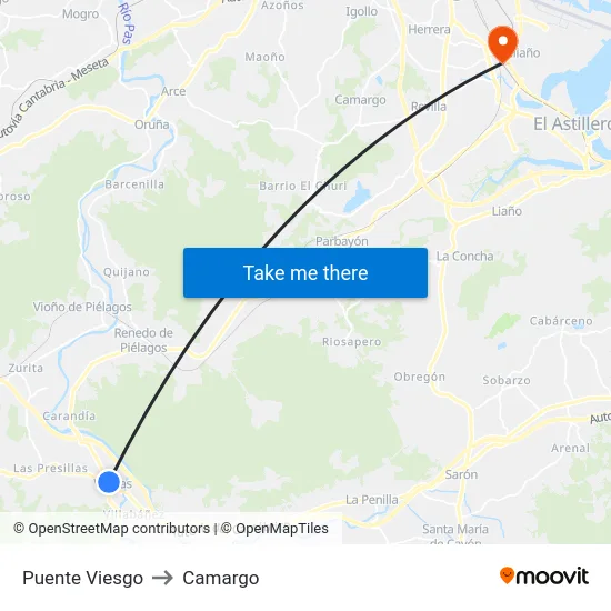 Puente Viesgo to Camargo map