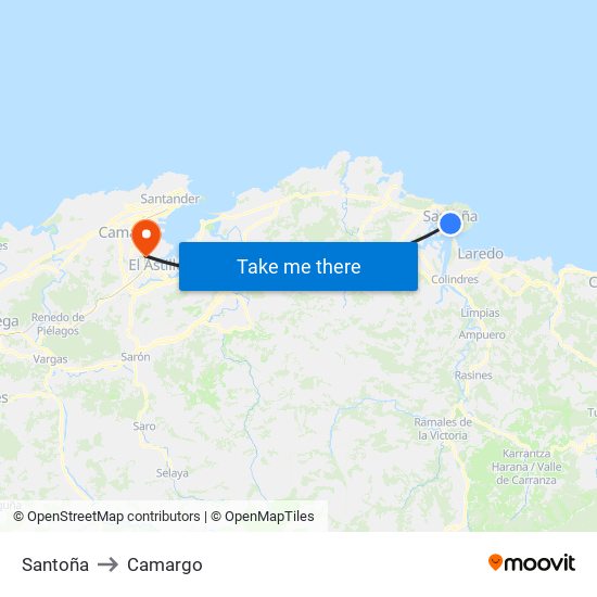 Santoña to Camargo map