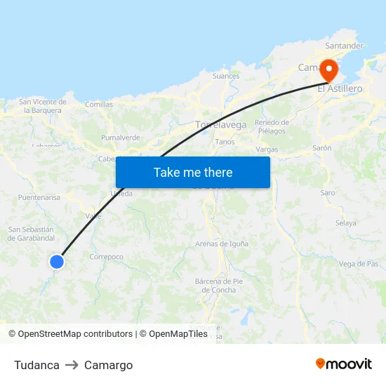 Tudanca to Camargo map