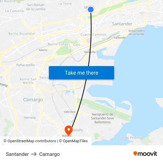 Santander to Camargo map