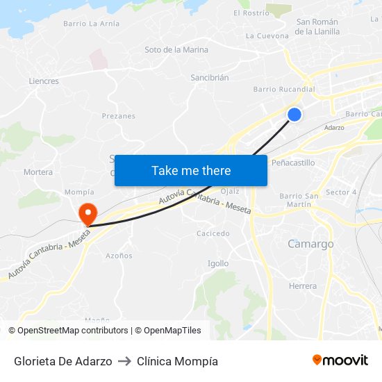 Glorieta De Adarzo to Clínica Mompía map