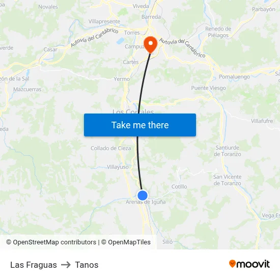 Las Fraguas to Tanos map