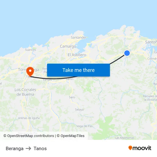 Beranga to Tanos map