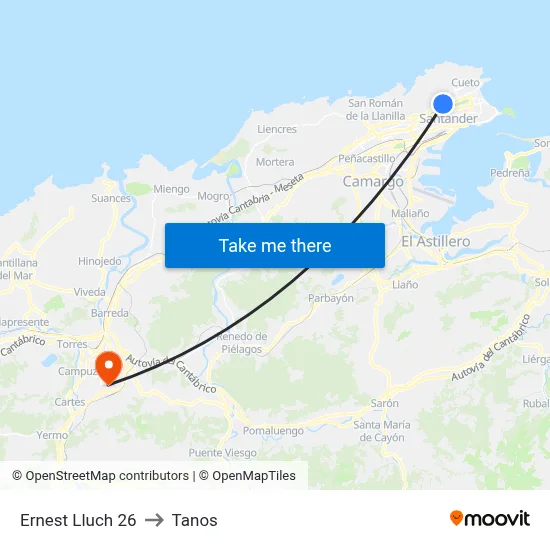 Ernest Lluch 26 to Tanos map