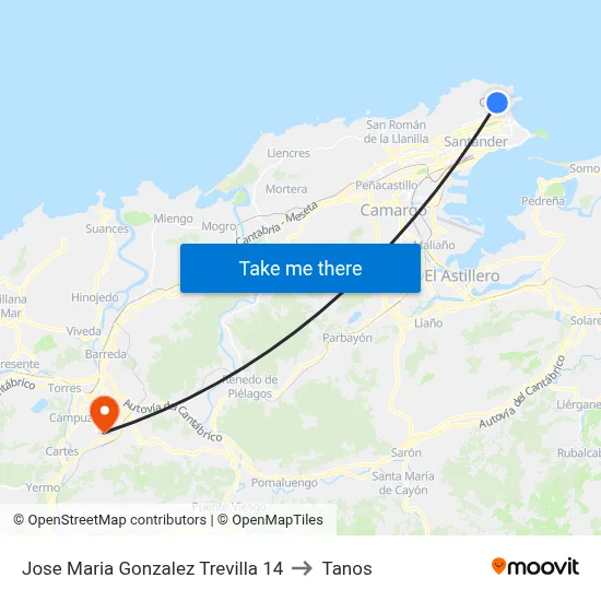 Jose Maria Gonzalez Trevilla 14 to Tanos map