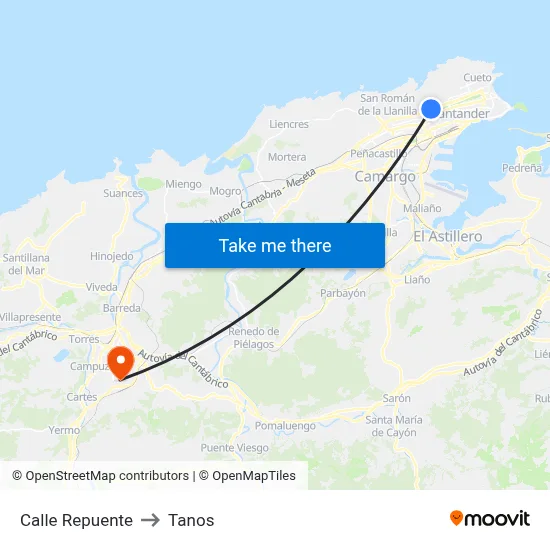 Calle Repuente to Tanos map