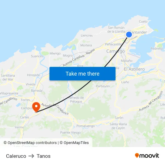 Caleruco to Tanos map