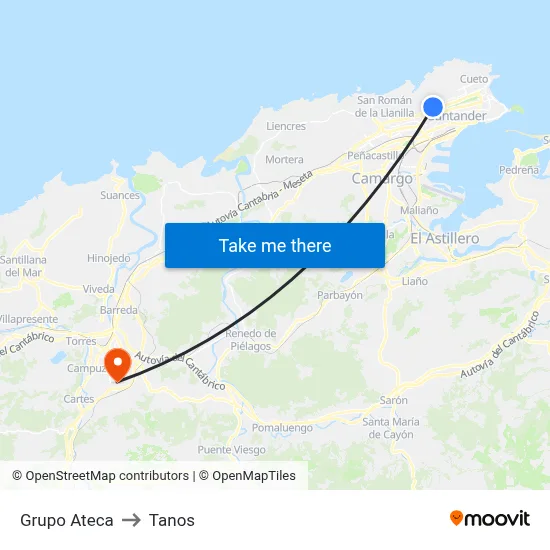 Grupo Ateca to Tanos map