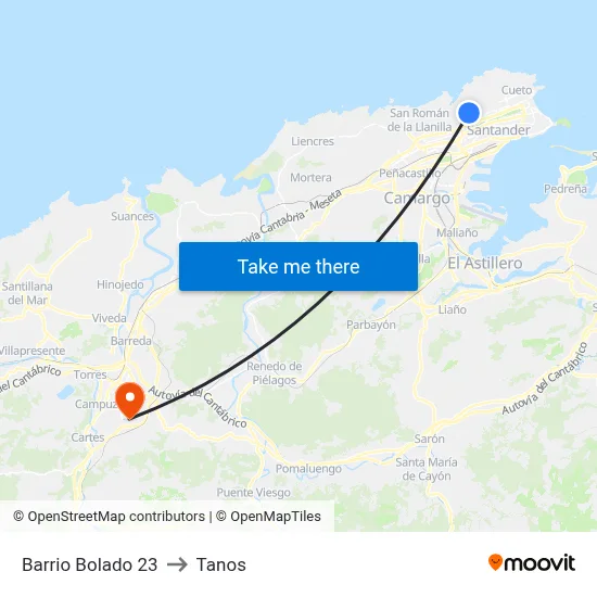 Barrio Bolado 23 to Tanos map