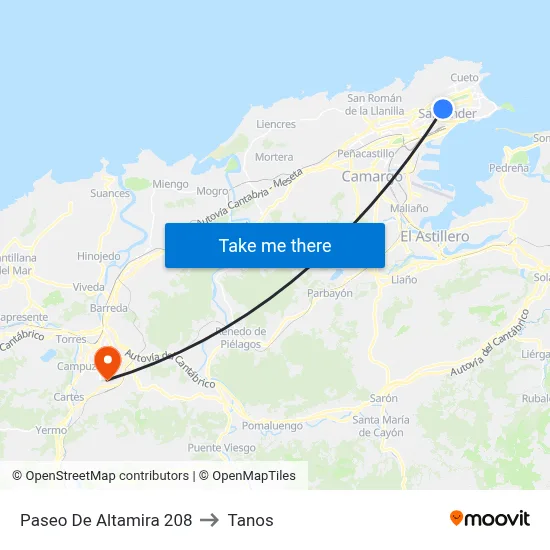 Paseo De Altamira 208 to Tanos map