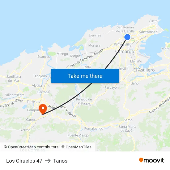 Los Ciruelos 47 to Tanos map