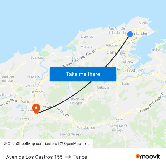 Avenida Los Castros 155 to Tanos map